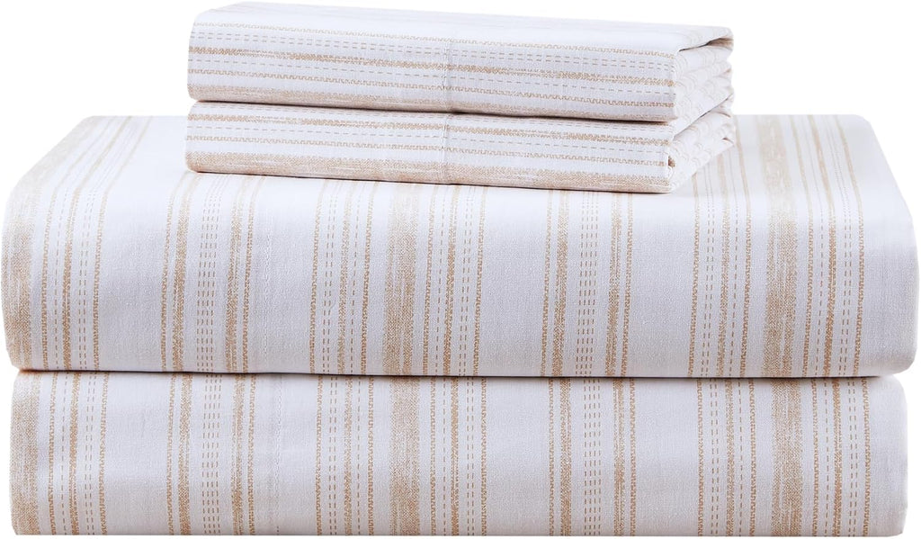 ComfortSpaces Comfort Spaces 100% Cotton Sheets Full, Breathable, Naturally Cool Cotton Sheets, Cotton Bed Sheets with 14" Elastic Pocket F…