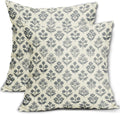Dusty Blue Floral Pillow Covers 20x20 Inch Set of 2, Vintage Flower Block Print Pattern Decorative Throw Pillowcases Outdoor Farmhouse…