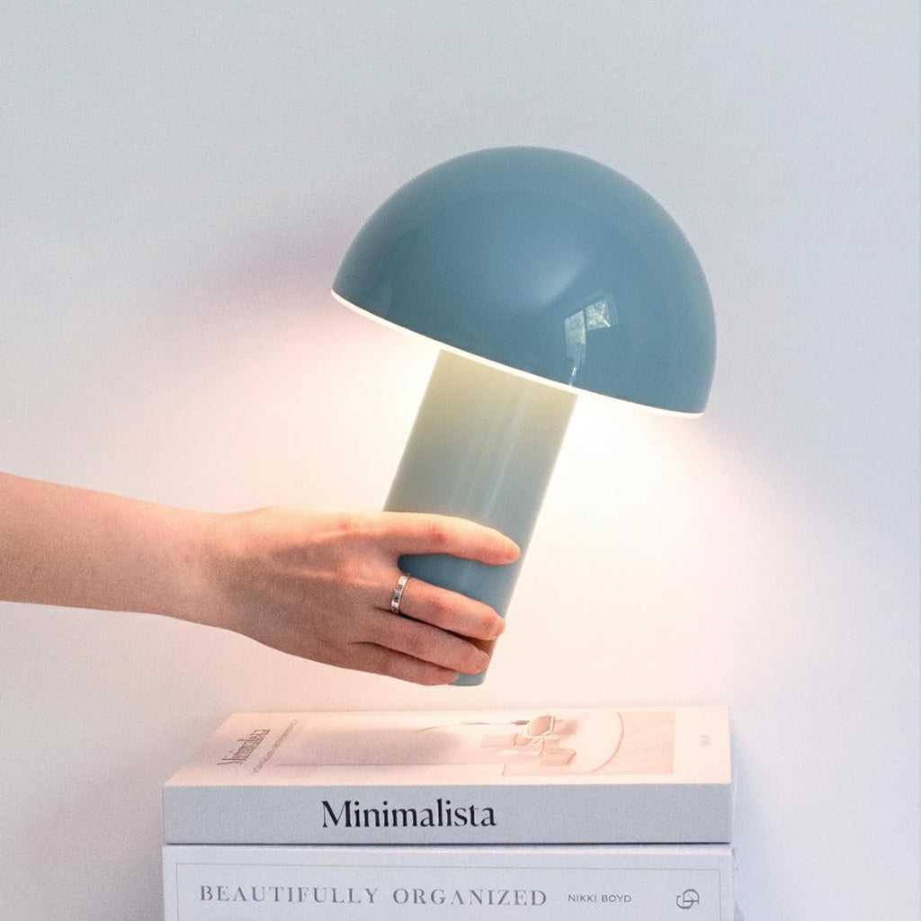 Brightech Celia Small Lamp – 10" Touch-Controlled Mushroom Table Lamp, Cordless & Dimmable LED, Portable & Rechargeable Bedside Night Light…