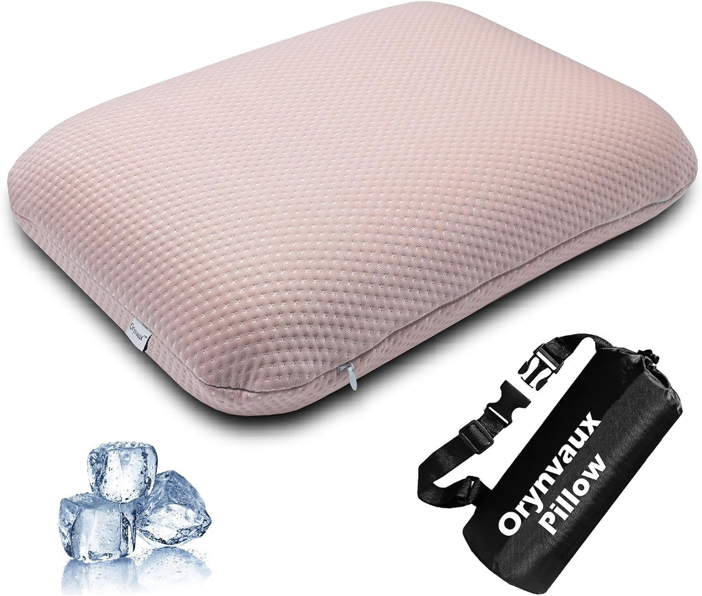 BetterSleepAnywhere! Cooling Camping Pillow, Memory Foam Travel Pillow with Adjustable Buckle Strap & Storage Bag