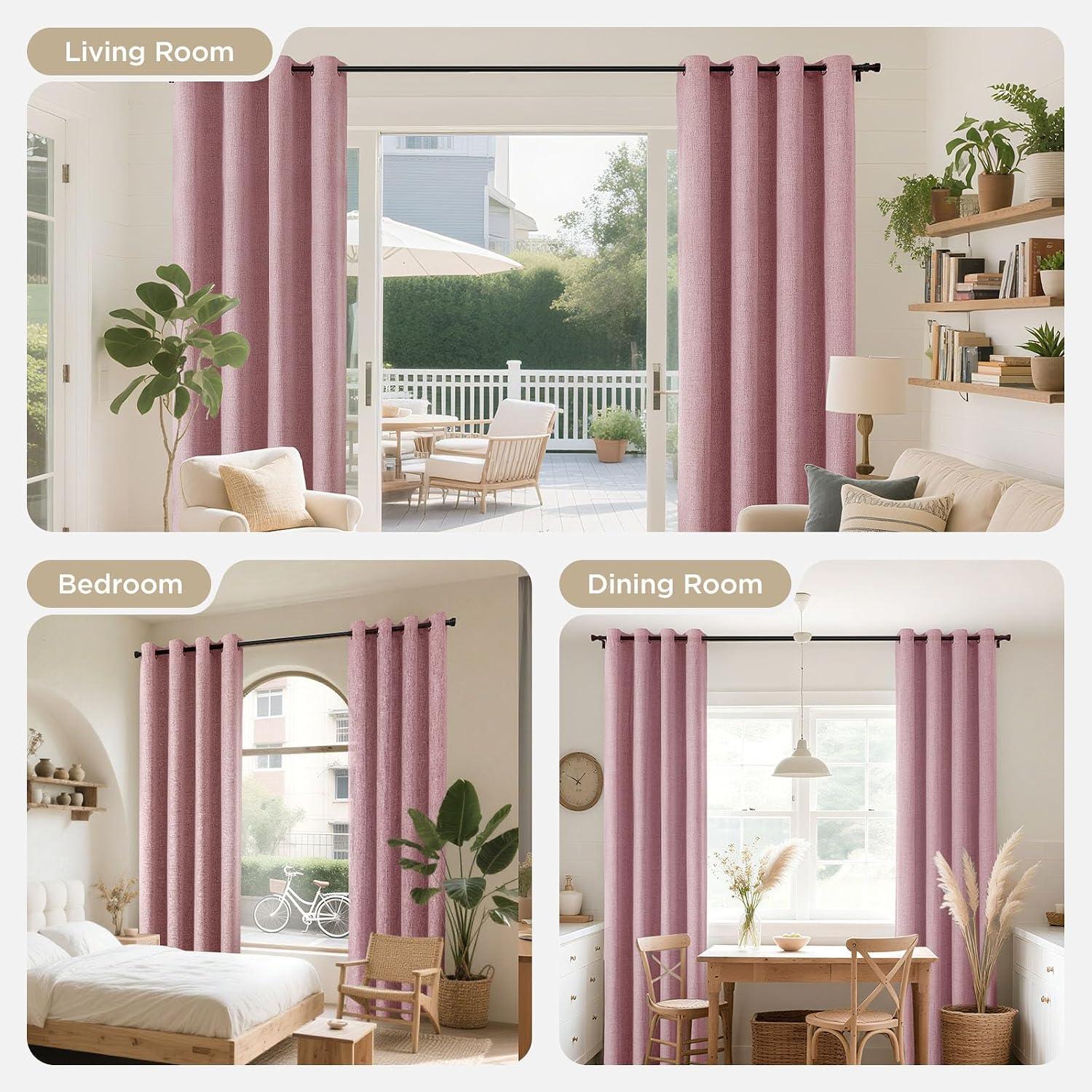 Joydeco Light Pink Blackout Curtains 108 Inches Long, Extra Long Curtains 108 Inch Length 1 Panel for Bedroom, Thermal Insulated Linen…