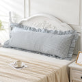 Qilunn Blue White Plaid Ruffled Body Pillow Sham Washed Cotton Shabby Checkered Gingham Pillow Cover 20"x54" Cotton Blue