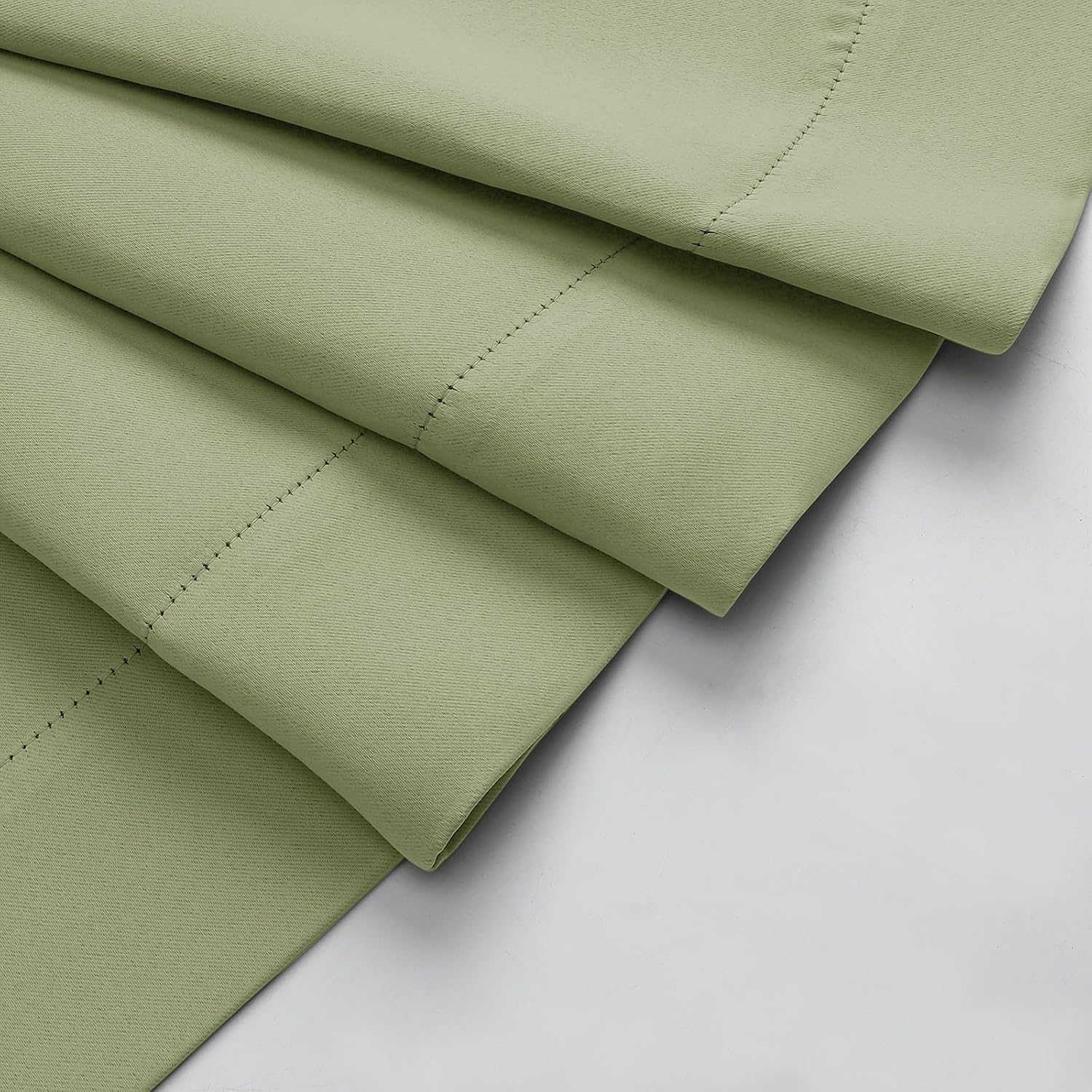 WelvetBLK Sage Green Room Darkening Curtains for Bedroom Living Room 45 Inch Length 2 Panels Set, Soft Solid Thermal Insulated Rod Pocket S…