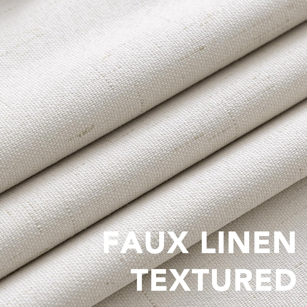 H.VERSAILTEX Ivory Blackout Curtains for Bedroom, Linen Blackout Curtains 108 Inches Long 100% Blackout Thermal Insulated Textured…