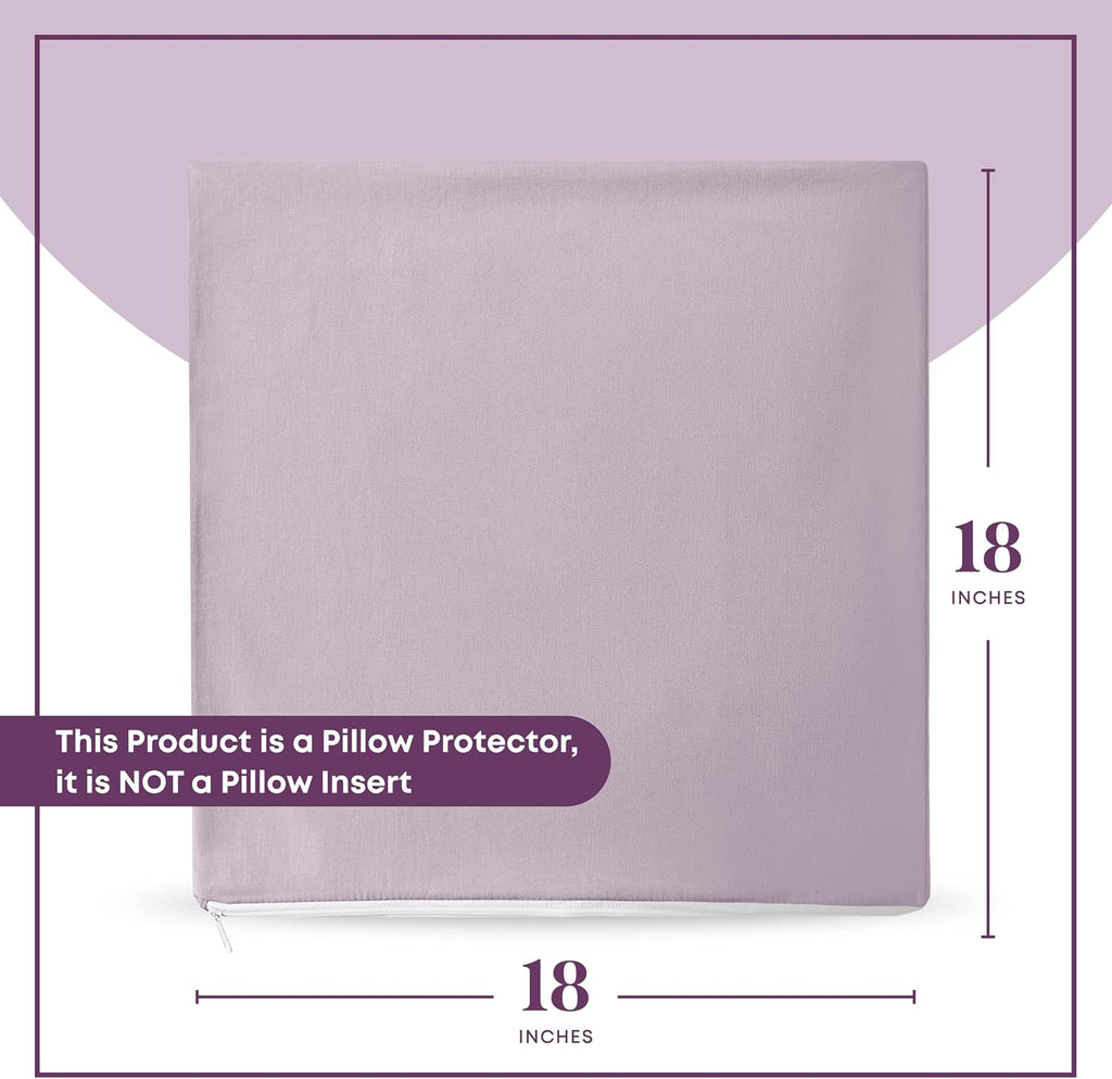 CIRCLESHOME Throw Pillow Protectors - 100% Cotton Breathable Pillowcases - 18 X 18 Square Pillowcases - Protects Pillows from Dirt, Dust…