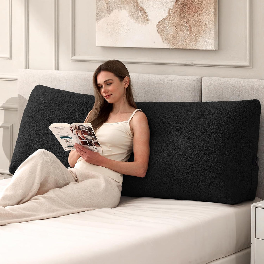 MuaMelop Headboard Pillow King, Triangle Bed Wedge Pillow for Headboard, Backrest Pillow for Sitting up, Reading, Working, Headboard Daybed…