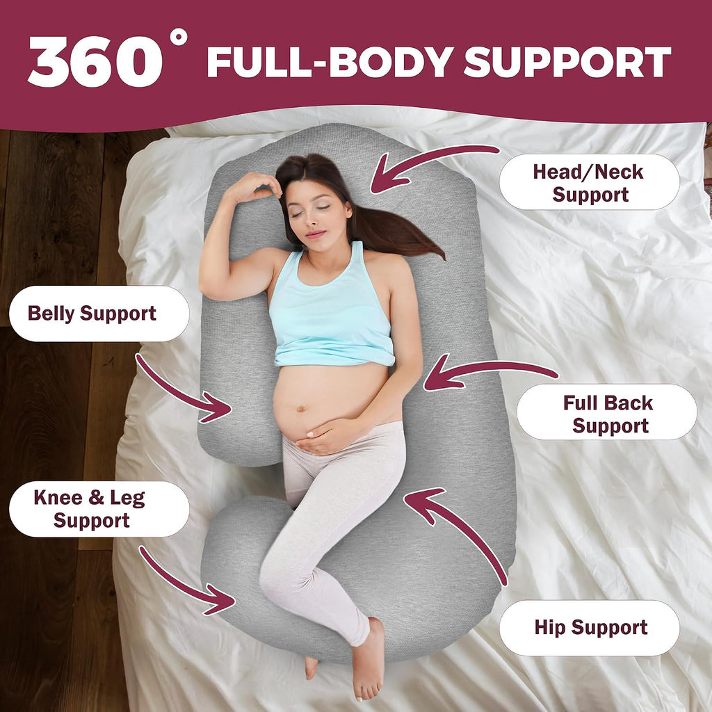 Pillani Pregnancy Pillows for Sleeping - V C U Shaped 57inch Full Body Pillow with Removable Washable Cover, Cooling Maternity Pillow for P…