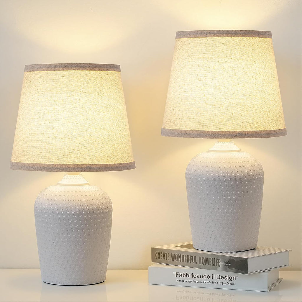 Sucolite 16'' Table Lamps Set of 2, Bedside Nightstand Lamps for Bedroom Kid’s Room, Cute Desk Lamps with Studded Texture Base for…