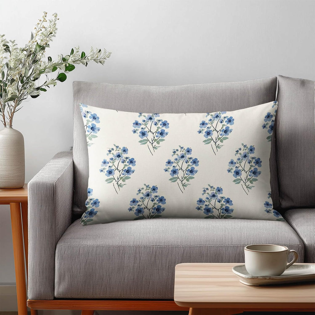 HOMETITUTE Blue Floral Pillow Covers Decorative Pack of 2 Satin 12x20 Inch Vintage Botanical Flower Art Lumbar Throw Pillow Cases for…