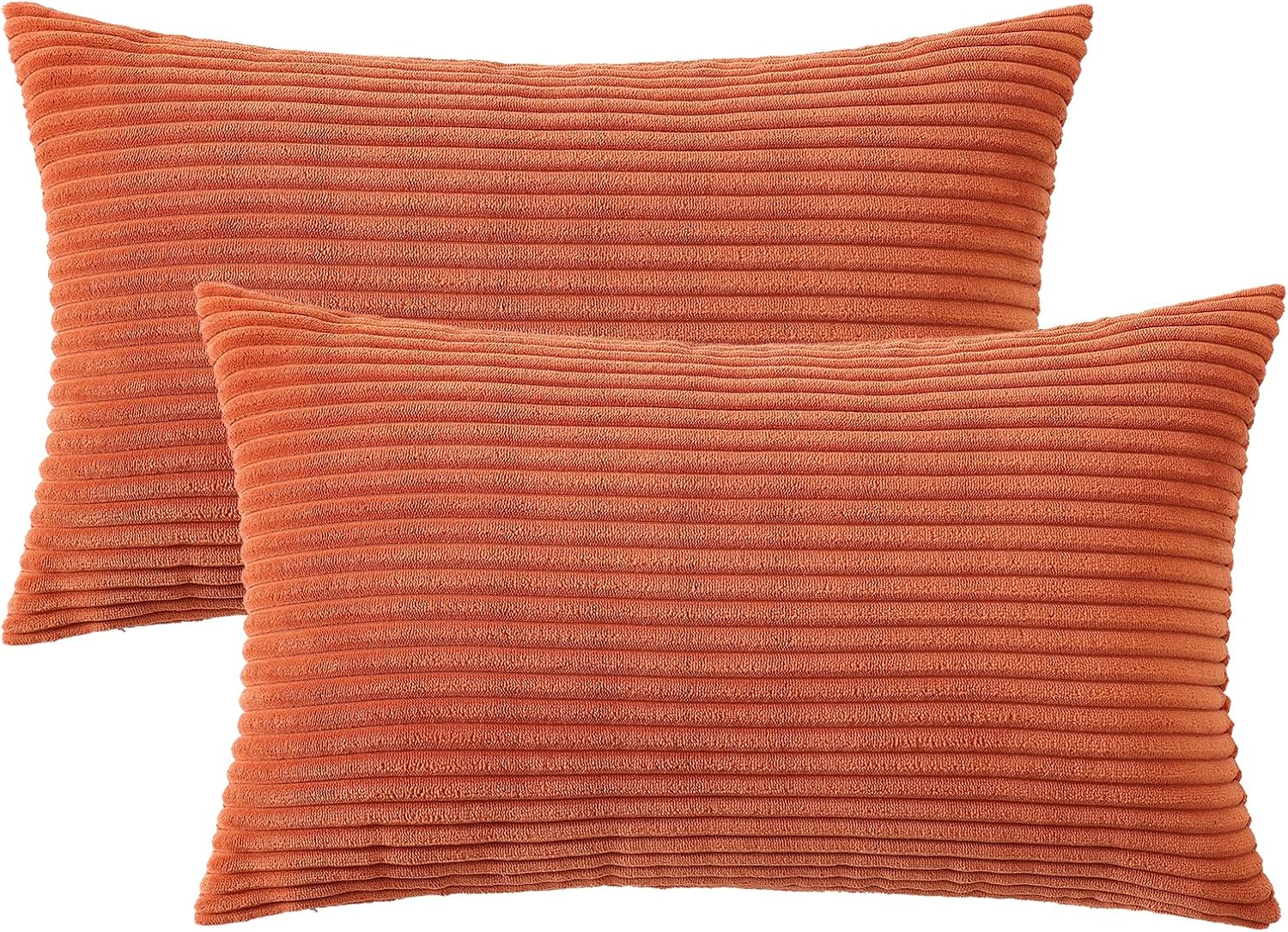 Mecatny Corduroy Fall Decorative Throw Pillow Covers 26x26 Set of 2 for Sofa Living Room, Soft Burnt Orange Neutral Boho Couch Pillow…