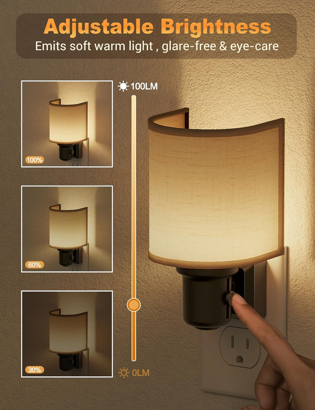 JandCase Night Lights Plug into Wall, LED Night Light Dimmable, Nightlight with Auto On Off Light Sensor, Warm White 3000K Night Lights…