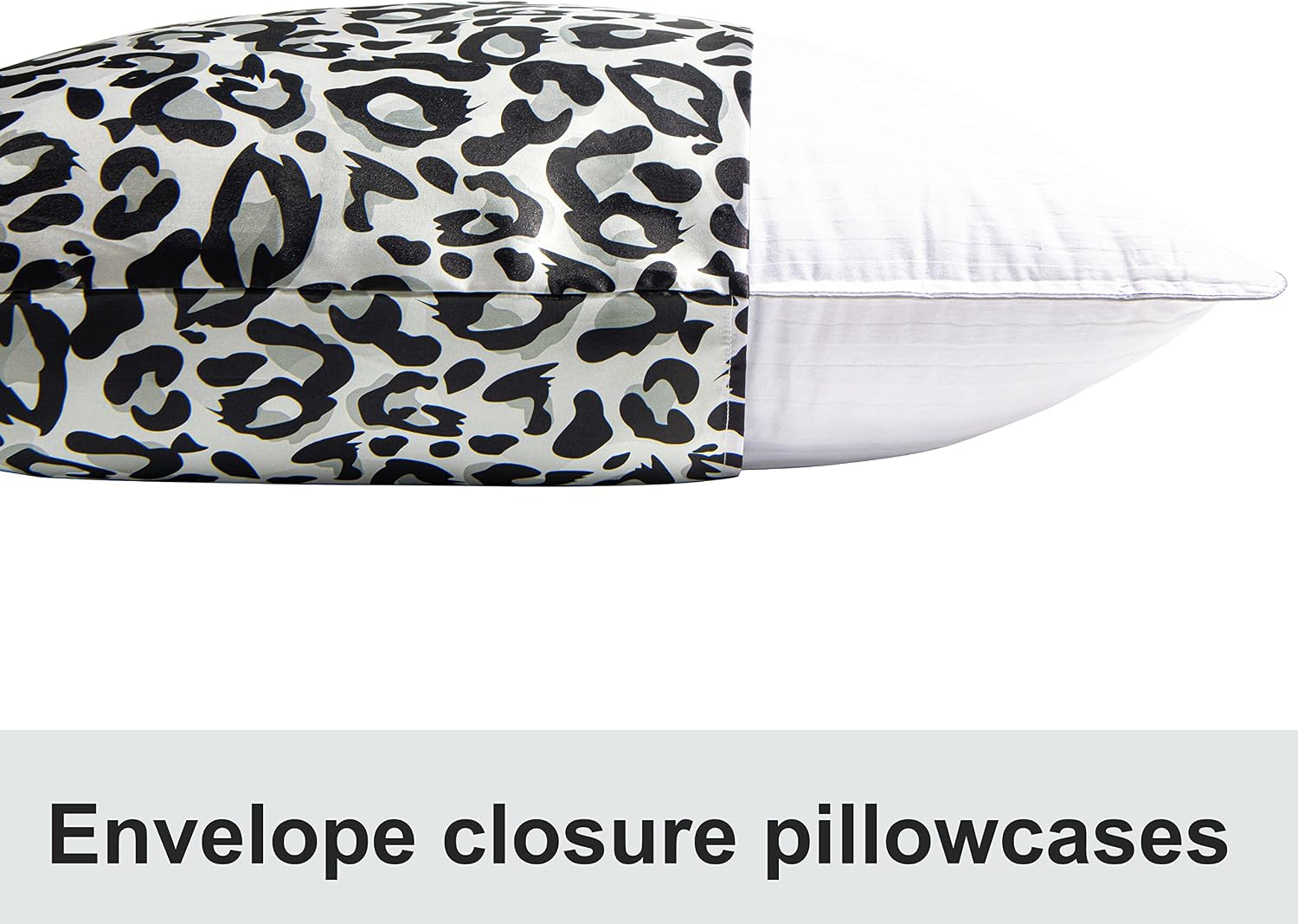 Ntbay 2 Pack Satin Standard Pillowcases for Hair and Skin, Luxurious and Silky Leopard Printed Pillow Cases with Envelope Closure, 20x26 In…