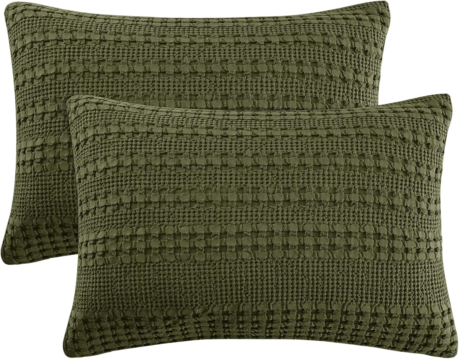Phf 100% Cotton Waffle Pillow Shams Standard Size, 2 Pack 20" x 26" Soft Skin-Friendly Pillowcases, No Filling, Aesthetic Woven and Breatha…