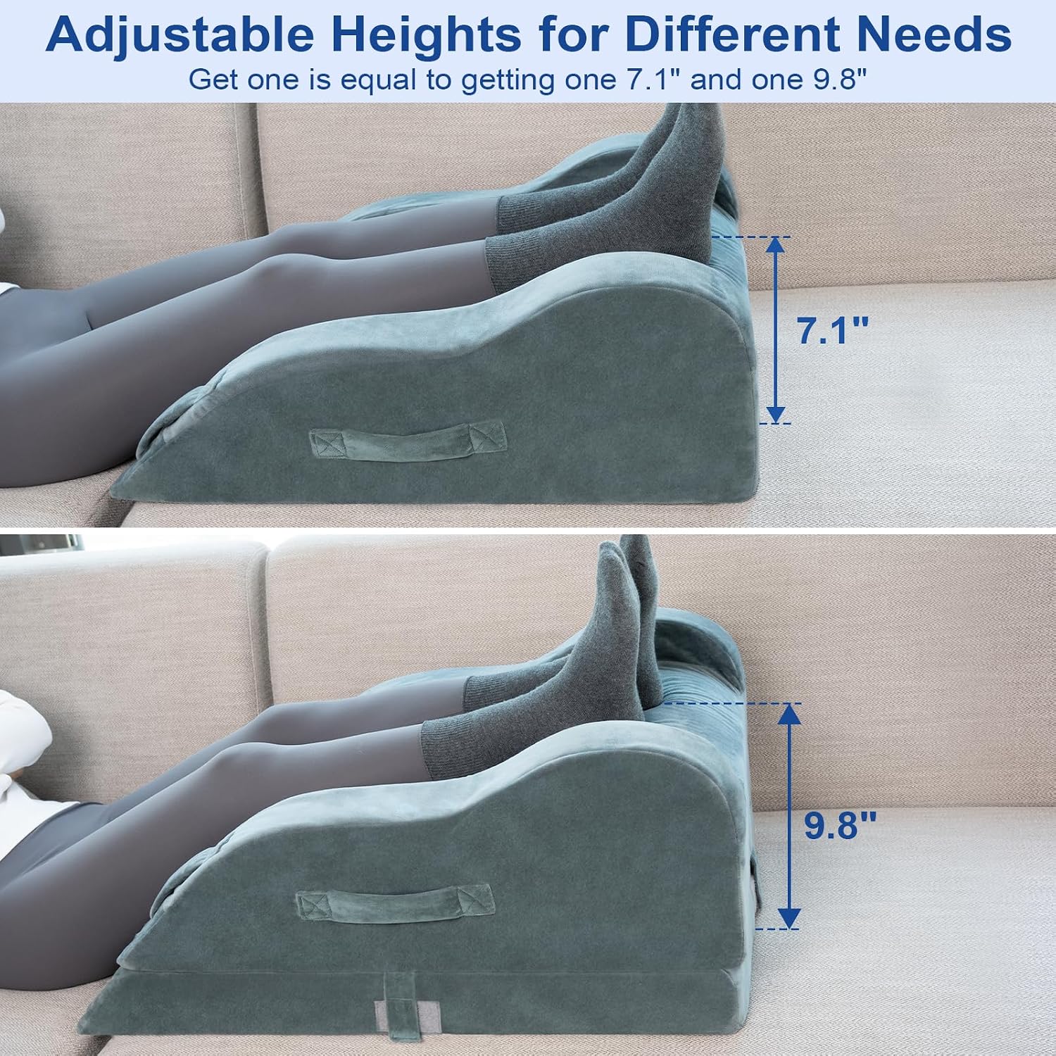 KingPavonini Adjustable Leg Elevation Pillows for After Surgery with Ergonomic Curve, Cooling Memory Foam Leg Pillow for Knee Surgery Recov…