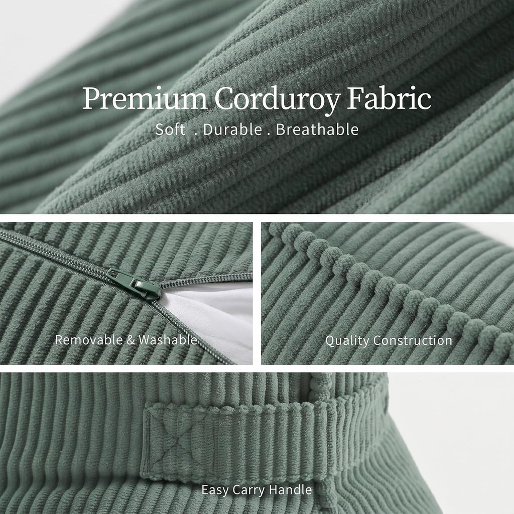 Ailuteie Pat. Pend. Corduroy Lumbar Support Pillow for Sitting and Posture Support, Triangle Cushion for Bed, Sofa or Couch, Reading Back P…