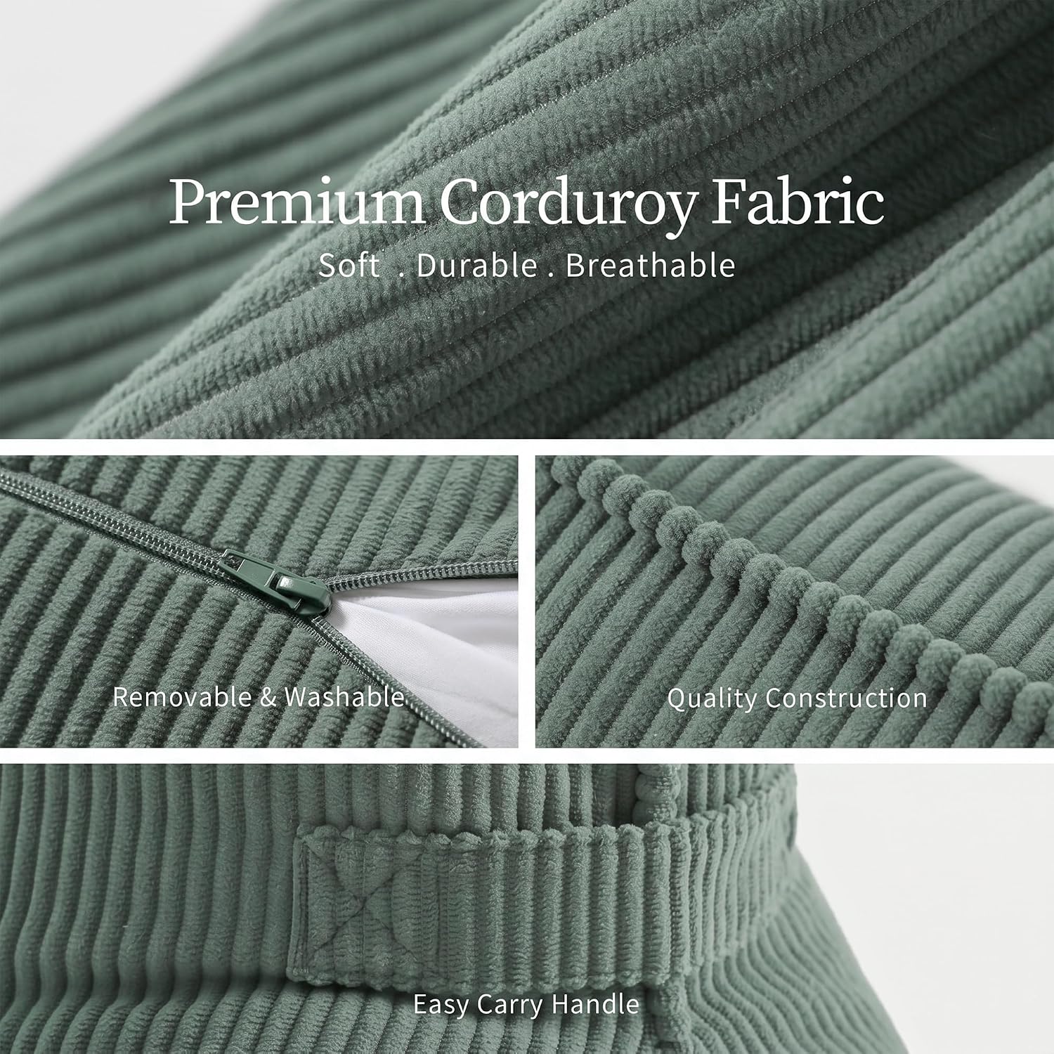 Ailuteie Pat. Pend. Corduroy Lumbar Support Pillow for Sitting and Posture Support, Triangle Cushion for Bed, Sofa or Couch, Reading Back P…