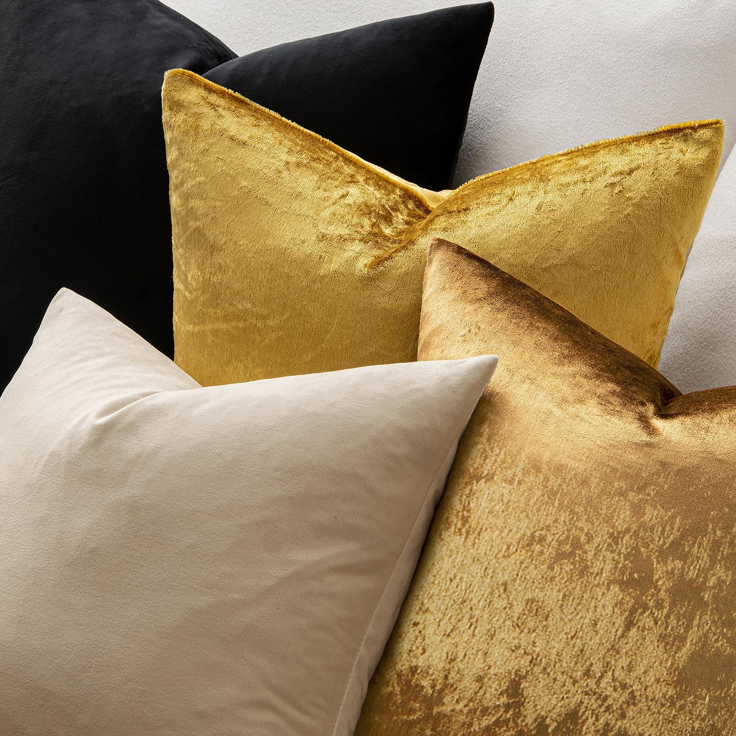 Miulee Velvet Throw Pillow Covers 14x14 Inch, Pack of 2 - Dark Gold, Soft Solid Small Decorative Pillow Covers Modern Luxury Home Decor for…