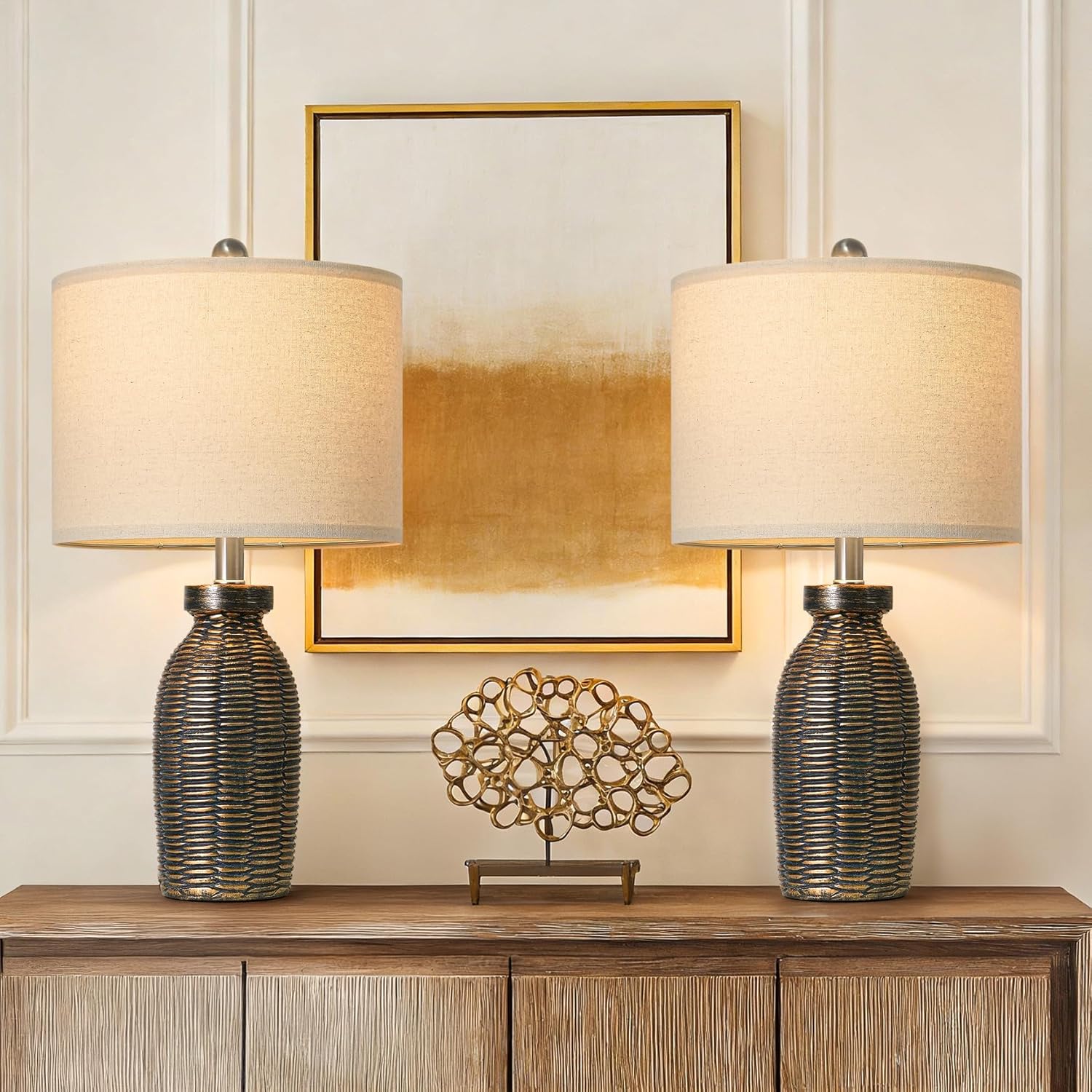 22.75" Table Lamps for Living Room Small Lamps for Bedroom Bedside Lamps Set of 2 Boho Lamps for Night Stands Nightstand Lamp Farmhouse…