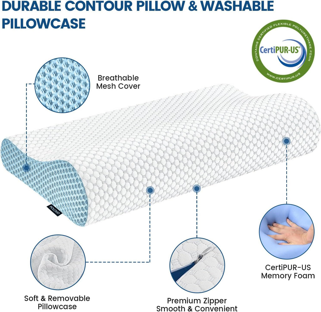 Polovo Neck Pillow Contour Memory Foam Pillows for Bed Pillow for Sleeping, Ergonomic Pillow for Neck and Shoulder Pain, Orthopedic Cervica…