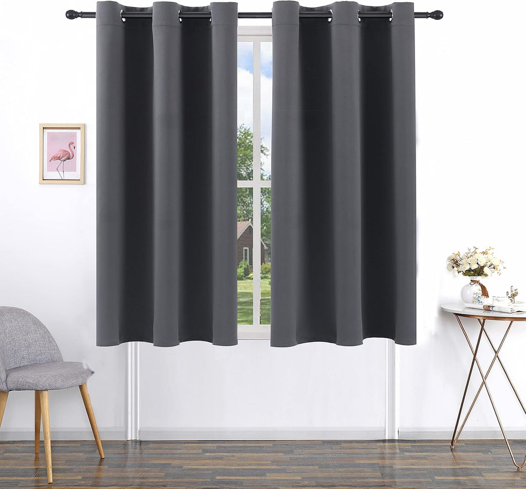 Pickluc Grey Blackout Curtain Panels with Grommet, Light Blocking Drapes for Bedroom, Thermal Insulated, Noise Reduction, Privacy Protectio…