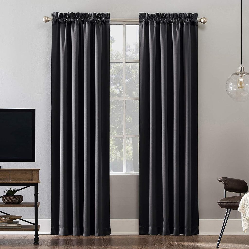 Sun Zero Oslo Theater Grade Extreme Total Blackout Rod Pocket Curtain Panel, 52" x 95", Coal