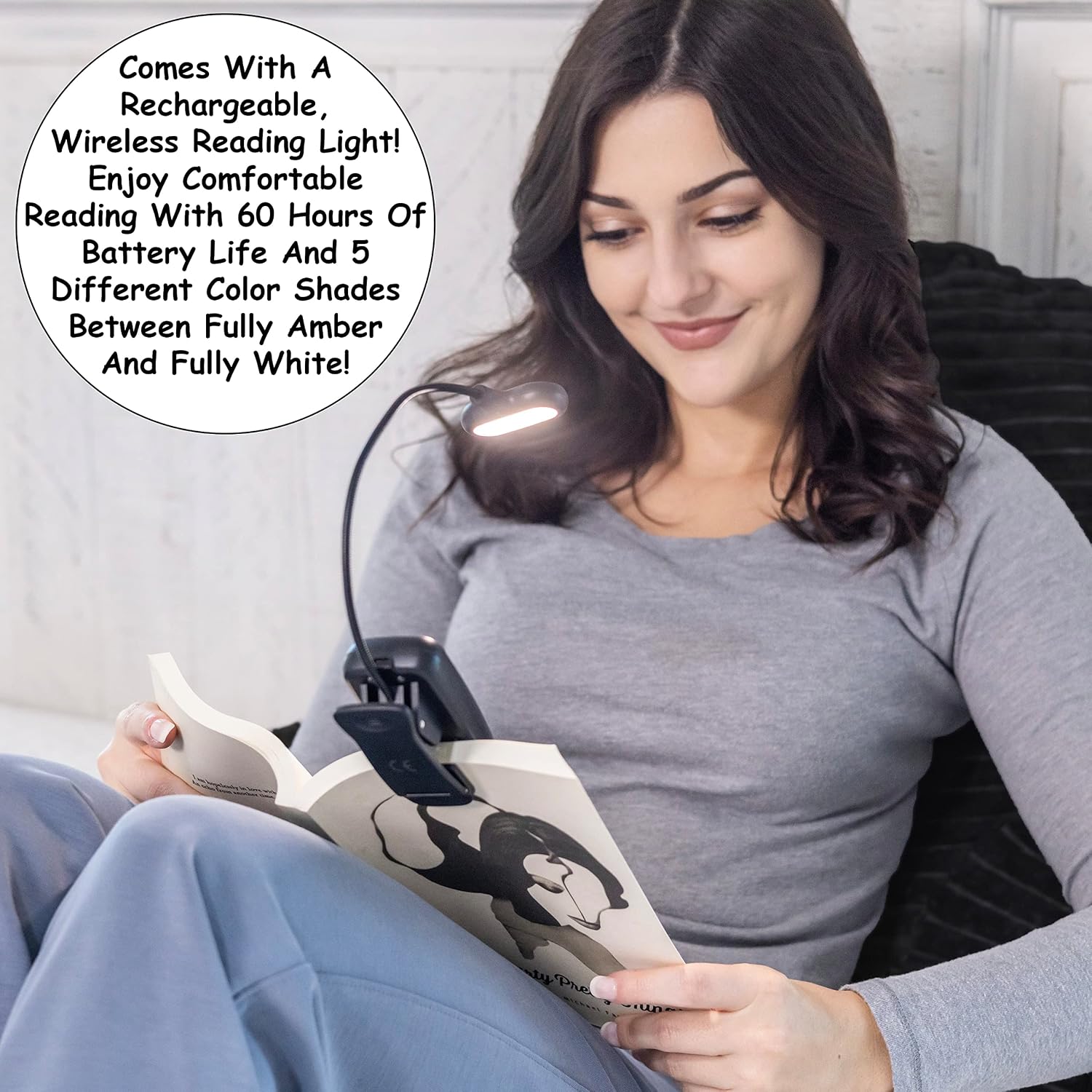 Homie Reading Pillow with Reading Light and Wrist Support, Has Arm Rests, and Back Support for Bed Rest, Lounging, Reading, Working on…