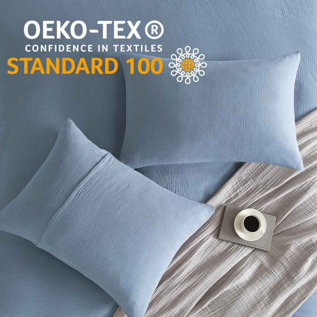 DefineCozyHealthyLife SE SOFTEXLY Muslin Pillowcases Queen Size 100% Cotton, 2 Pack Linen Like Pillow Shams with Envelope Closure, Ultral S…