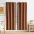 Keqiaosuocai Rust Red Colored Blackout Curtains Linen 72 Inch Length for Living Room 2 Panels Sets Hook Belt Back Tab Drapes Rust Red Curta…