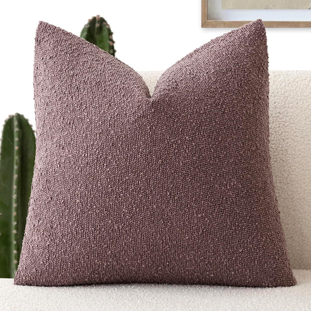 Foindtower Decorative Textured Boucle Throw Pillow Covers Accent Solid Pillow Cases Neutral Soft Cozy Couch Cushion Case for Chair Sofa…