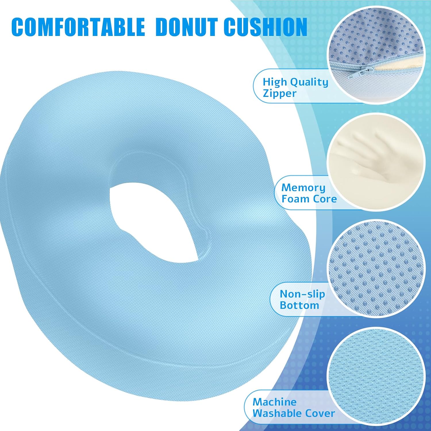 BlissTrends Donut Pillow Seat Cushion, Chair Cushions for Postpartum Pregnancy & Hemorrhoids, Tailbone Cushion, Memory Foam Lifting Cushion…