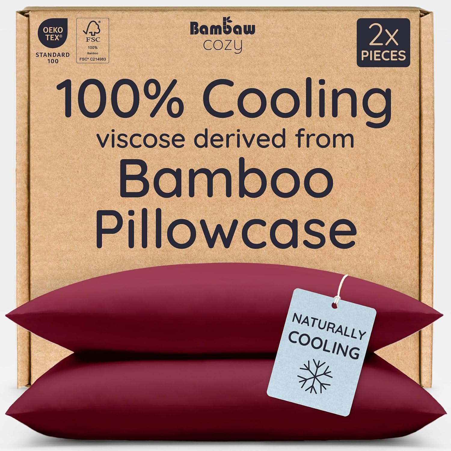 Bambaw 100% Viscose Derived from Bamboo Pillow Cases Queen Size Set of 2, Cooling Pillow Cases Queen Size, Breathable & Anti Acne Pillow Ca…