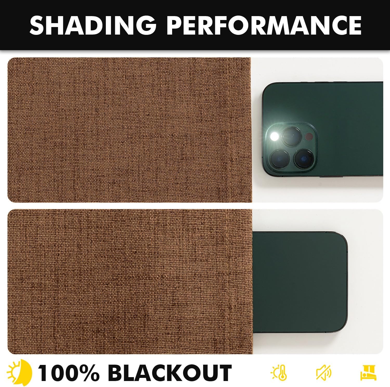 Miulee 100% Blackout Linen Curtains for Bedroom, Brown Solid Luxury Decor Thermal Insulation Room Darkening Drapes for Living Room Nursery…