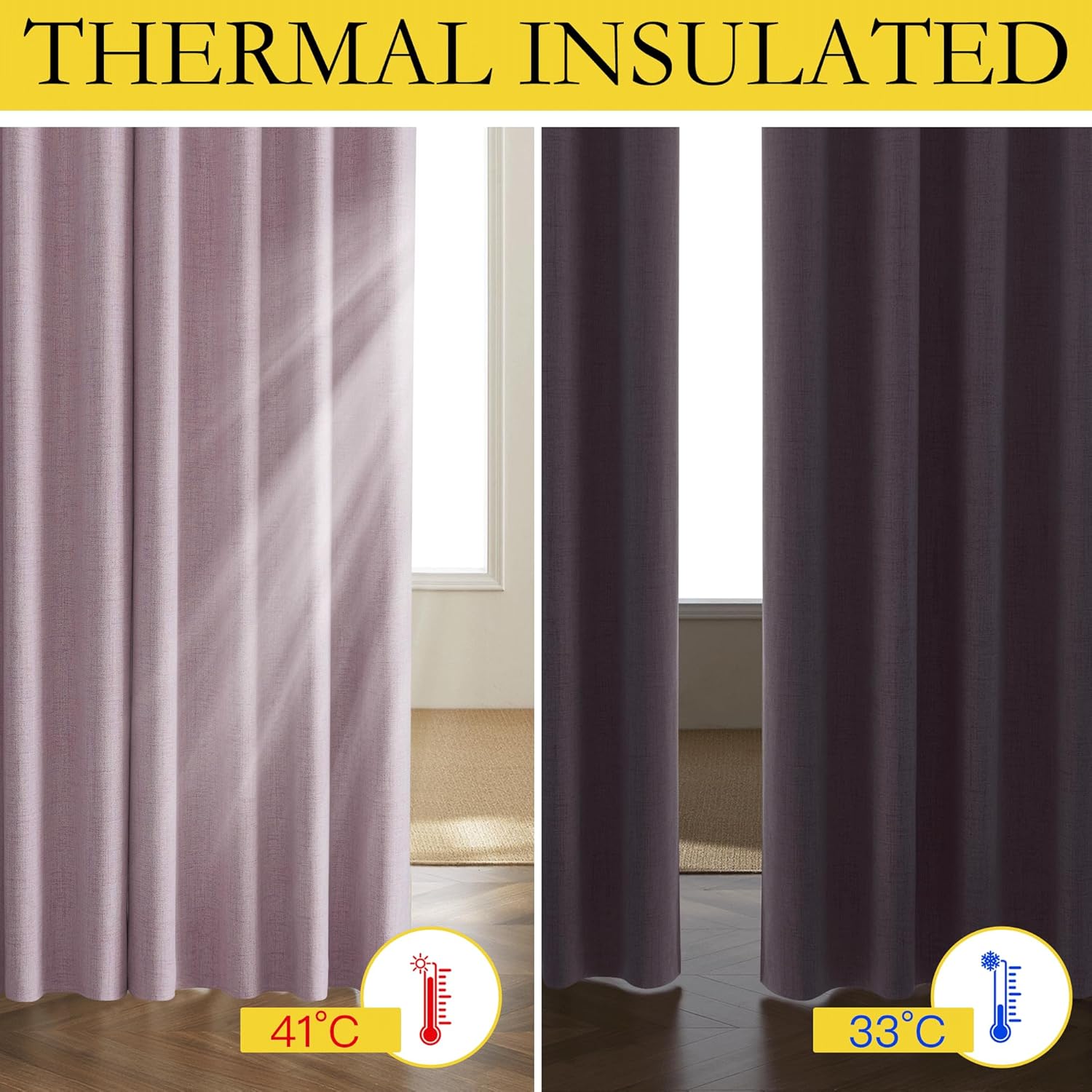 NICETOWN Pink Vintage Linen 100% Blackout Curtains for Living Room, Thermal Insulated Curtains 45" Long, Noise Reducing Window Treatment…