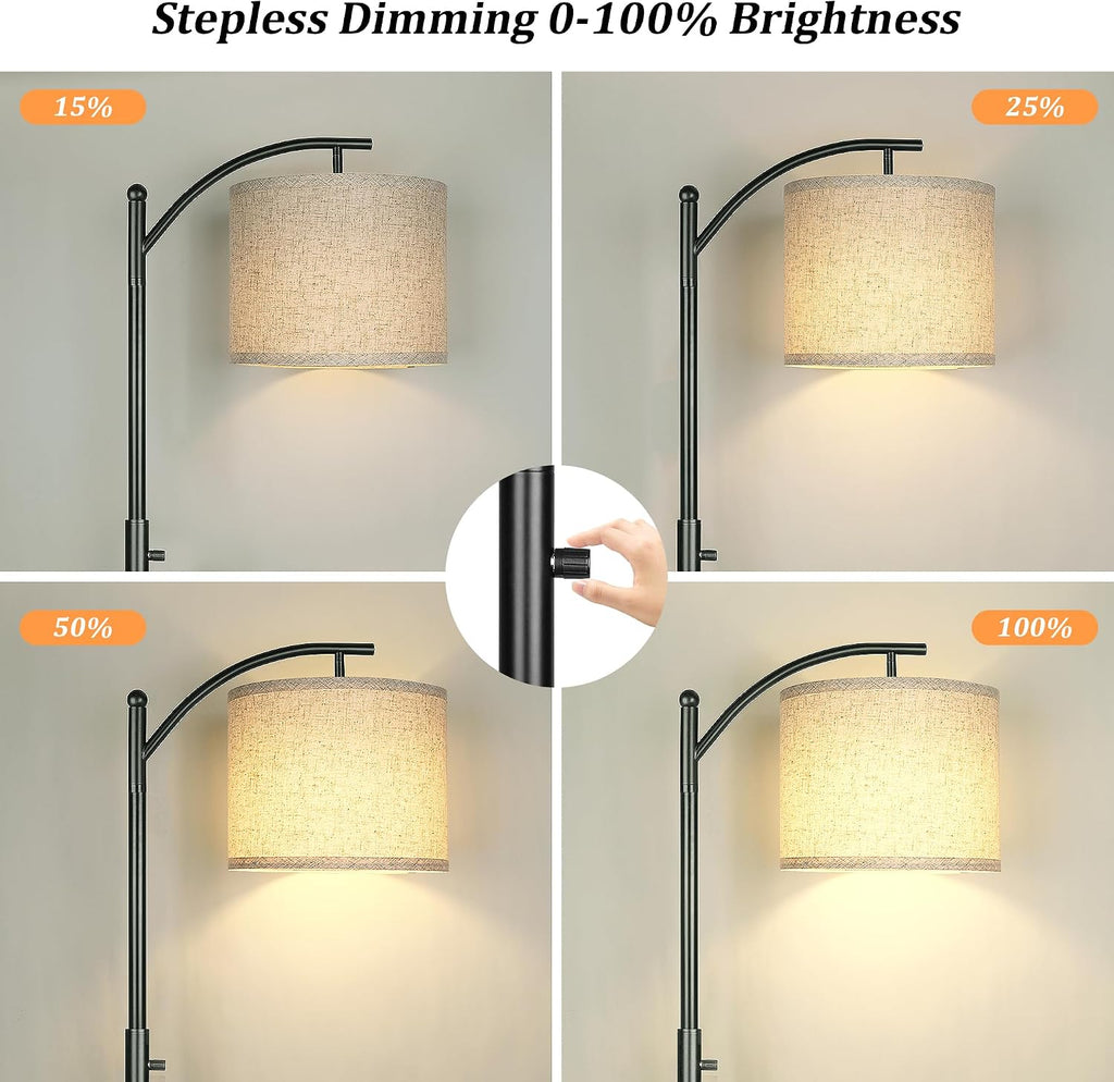 ROTTOGOON Dimmable Floor Lamp, Arc Floor Lamps for Living Room, Stepless Dimming Modern Standing Lamp with Linen Shade, Tall Lamp for…
