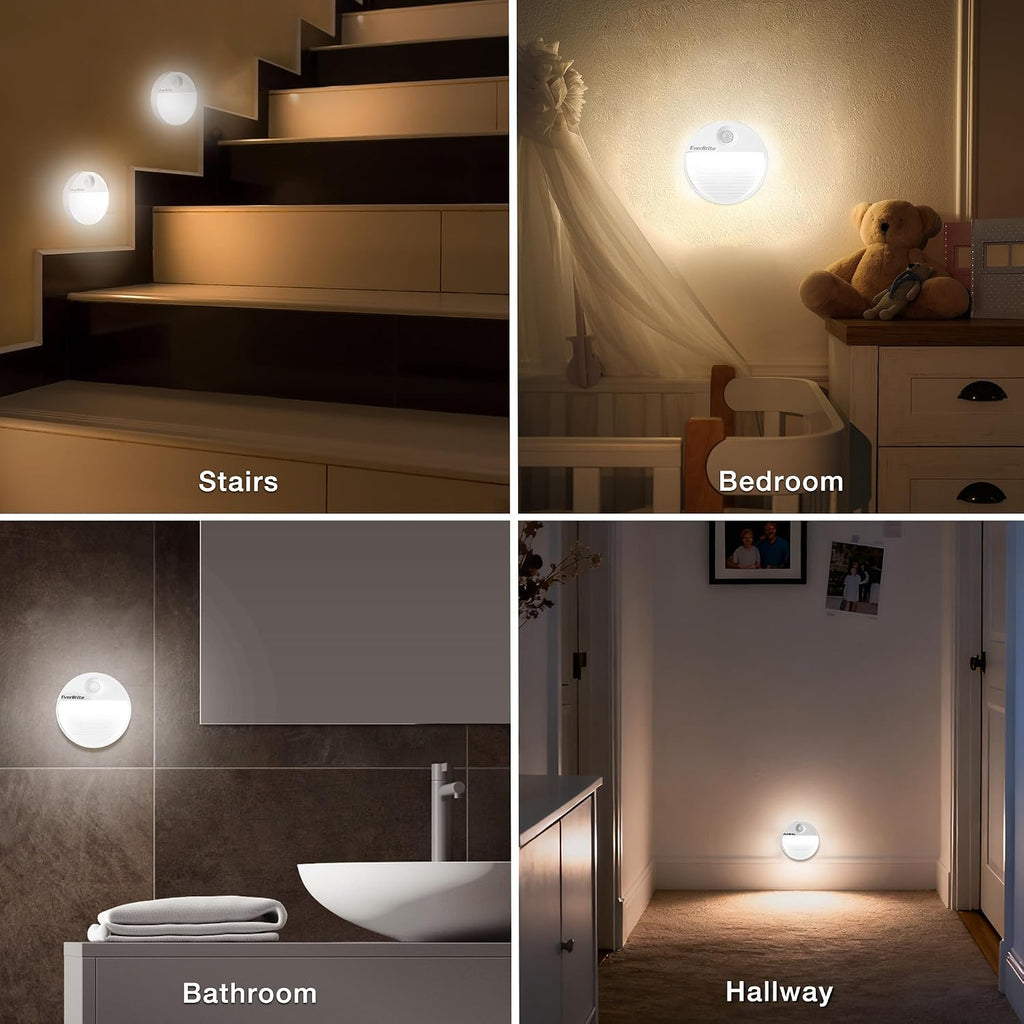 EverBrite Rechargeable Round Motion Sensor LED Night Light, Motion Activated LED Night Light with 3 Lighting Modes, Touch Control, 3…