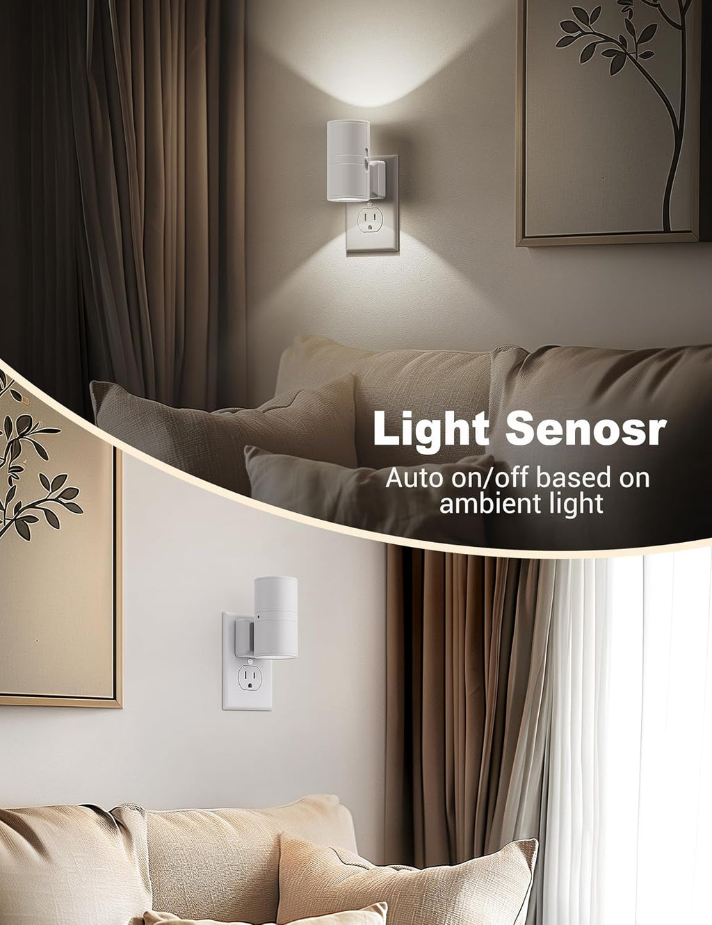 JandCase Night Lights Plug into Wall, Dimmable Night Light Plug in, Modern Night Light Dusk to Dawn Light Sensor, Cool White 5000K…
