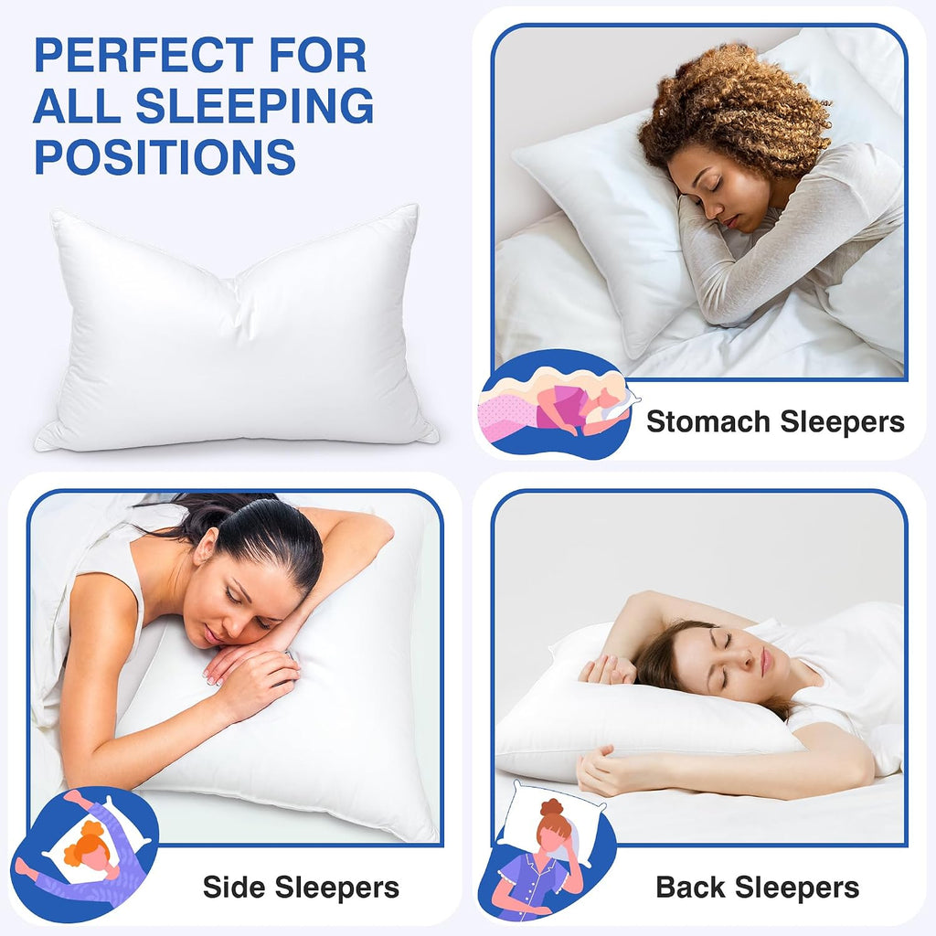 Ultra Soft Feather Pillows Queen Size Set of 2 - Hotel Goose Down Bed Pillow for Sleeping, (Down Fiber) Fluffy Support Surround Fill…