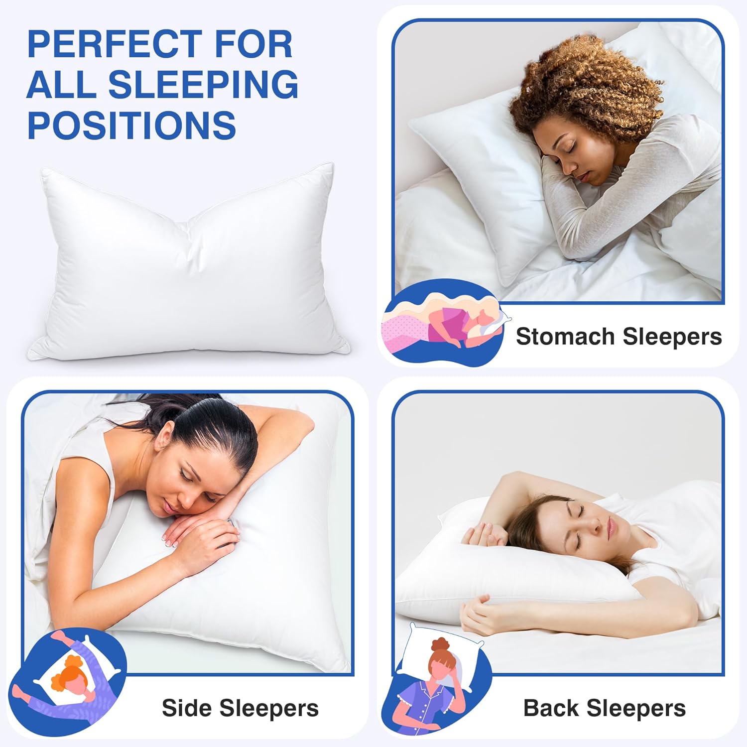 Feather Pillows King Size Set of 2 - Hotel Goose Down Bed Pillow for Sleeping, Soft 600 Thread Count Cotton Cover, Fluffy Support…