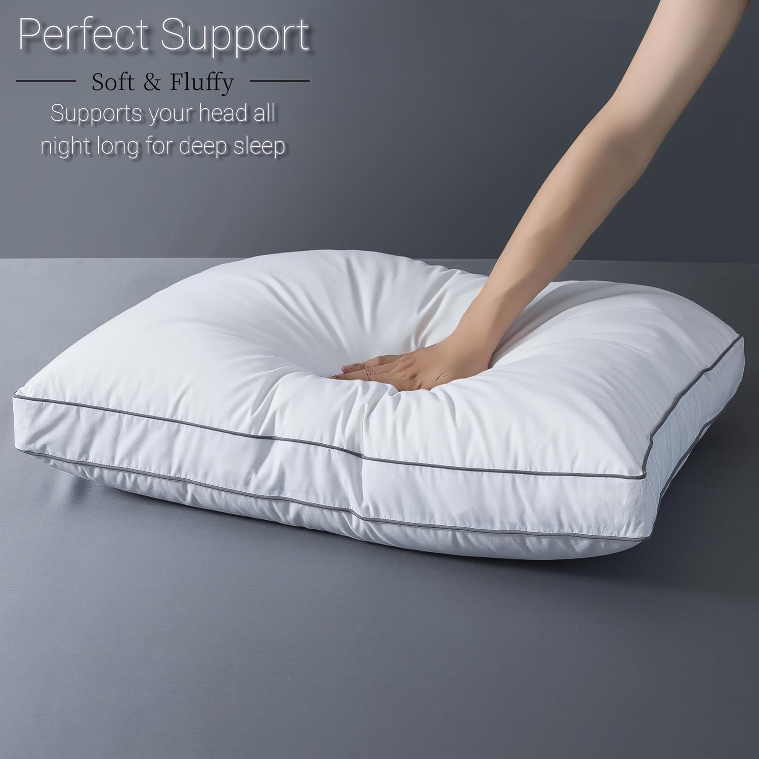 ELNIDO QUEEN Goose Feather Down Fiber Pillows Queen Size Set of 2, Luxury Hotel Collection Bed Pillows for Sleeping, Down Surrounded…