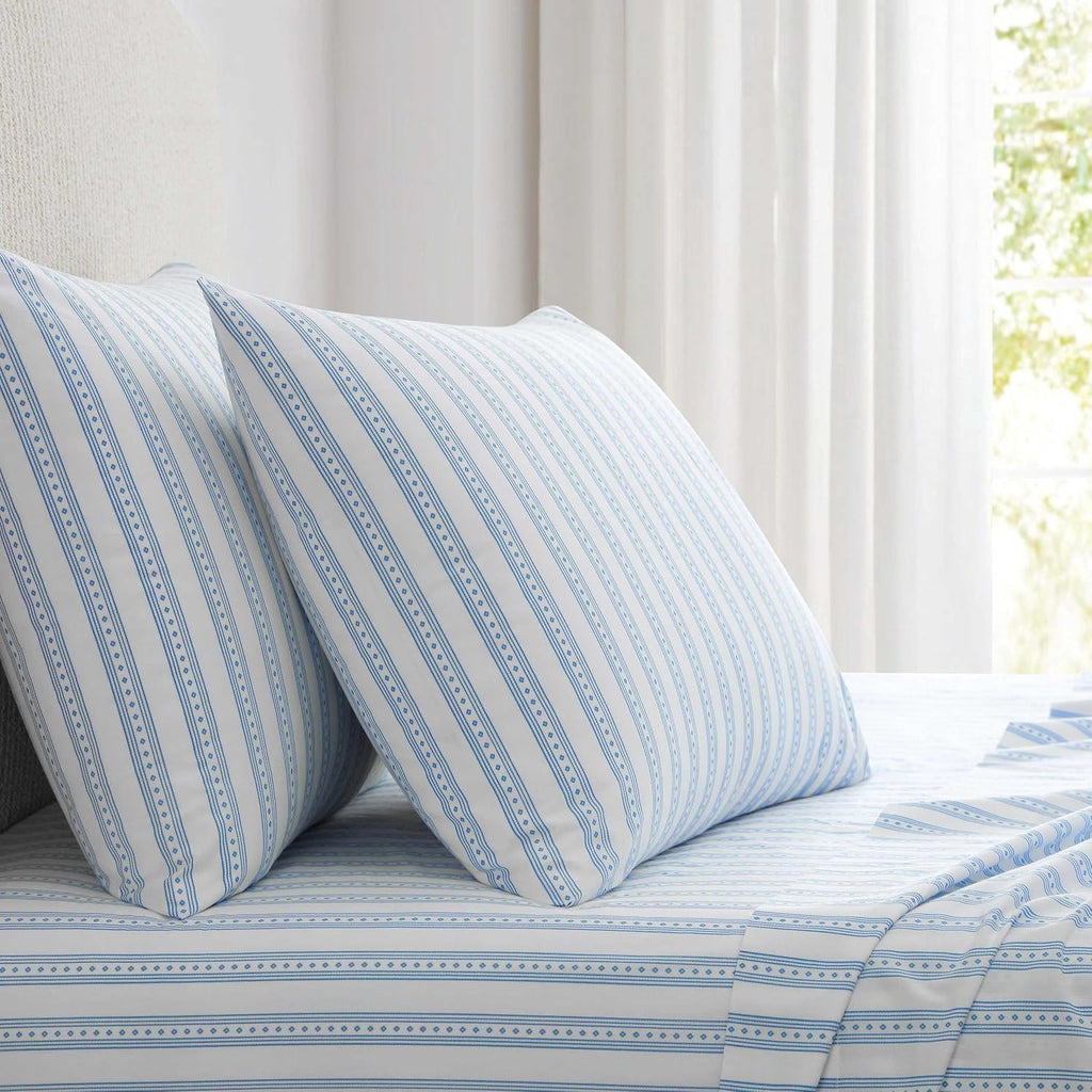 MarthaStewart Martha Stewart - King Size Sheets Set, Crisp & Tailored Cooling Sheets with a Smooth Cotton Percale Lightweight Feel - Bed Sh…