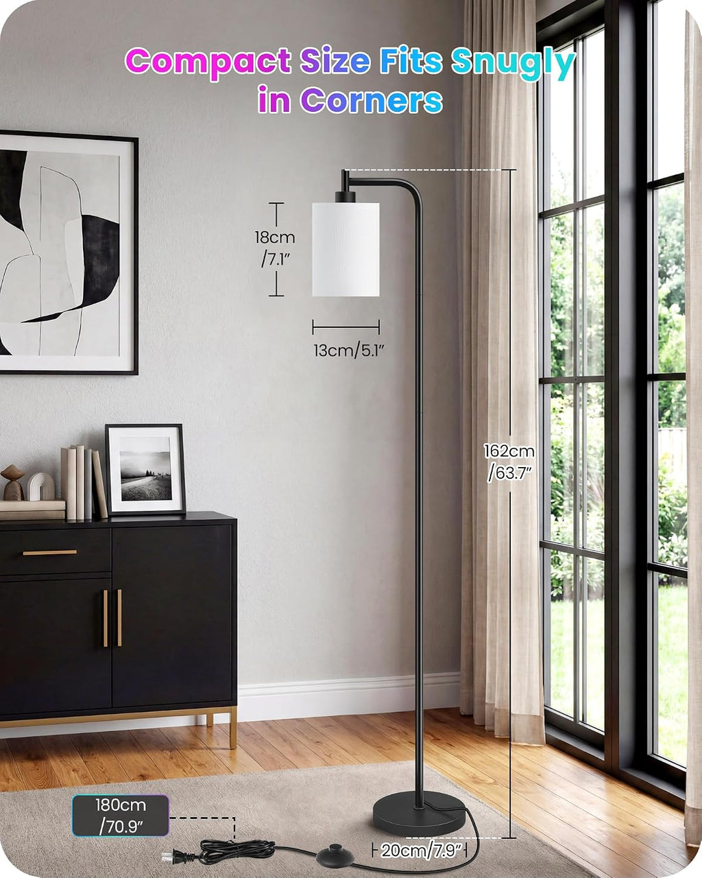 RGB Floor Lamp for Living Room with Remote and Foot Switch, Modern Standing, Dimmable Corner Lamp,10W Bulb 3 Color Temperatures, for…