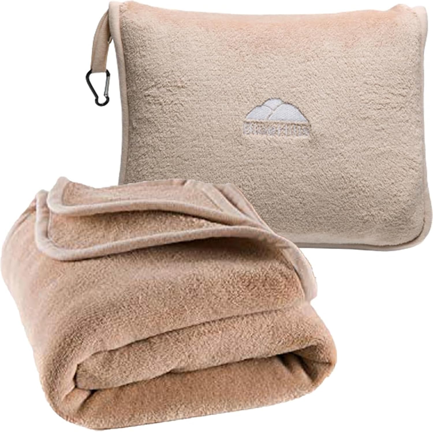 BlueHills Premium Soft Tall Travel Blanket Pillow for Airplane Traveling Essentials Long Flight Trip Throw in Bag case with Backpack Clip…