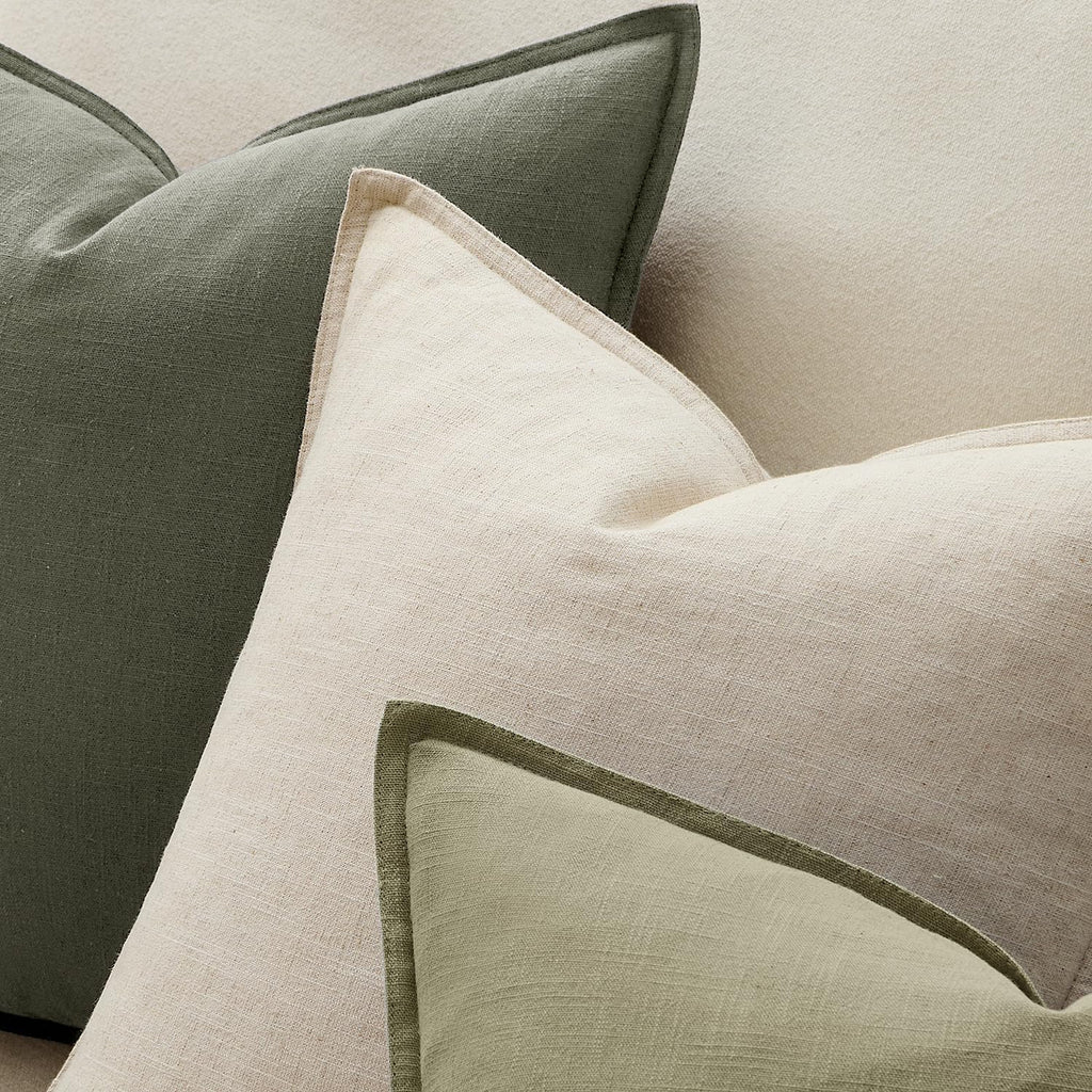 Anroduo Pack of 2 Decorative Linen Pillow Covers Olive Green Neutral Farmhouse Boho Soild Cushion Case Soft Accent Pillowcase for Couch Sof…