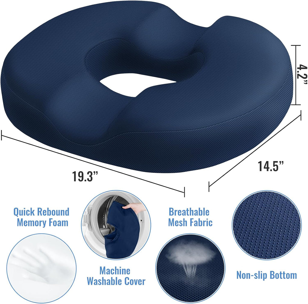 CloudBliss Donut Pillow Seat Cushion Chair Pad for Tailbone and Hemorrhoids, Memory Foam Seat Chair Cushion for Men and Women for Home & Of…