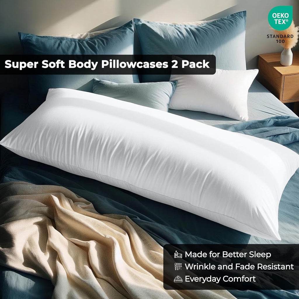 Royalelinens ROYALE LINENS Body Pillow Cover - Double Brushed 1800 Microfiber - 20"x54" with Hidden Zipper Closure - Wrinkle & Fade Resista…