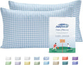 Sunflower King Pillowcases Set of 2, 100% Cotton King Size Pillow Cases 2, 20×40 inches Glacier Check, Soft and Breathable