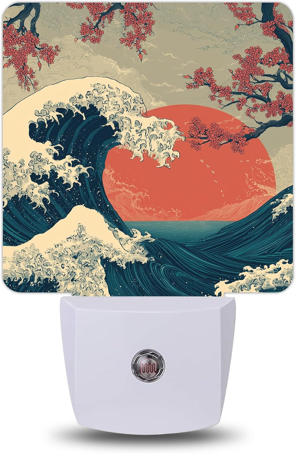 Night Light, Japanese Wave Cherry Night Lights Plug into Wall for Bedroom Bathroom Hallway Kitchen, Dusk to Dawn Sensor Decorative Gift…