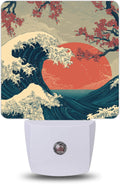 Night Light, Japanese Wave Cherry Night Lights Plug into Wall for Bedroom Bathroom Hallway Kitchen, Dusk to Dawn Sensor Decorative Gift…