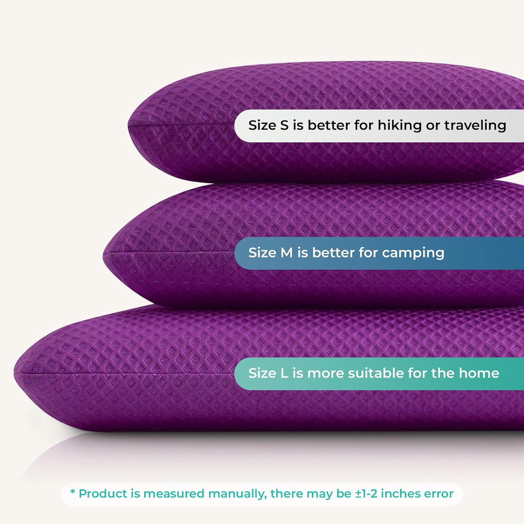 Peujew Travel Pillow Memory Foam Pillows, Camping Pillow-Compressible Medium Firm, Breathable Cover, Ideal Backpacking Hiking, Bed Pillows,…