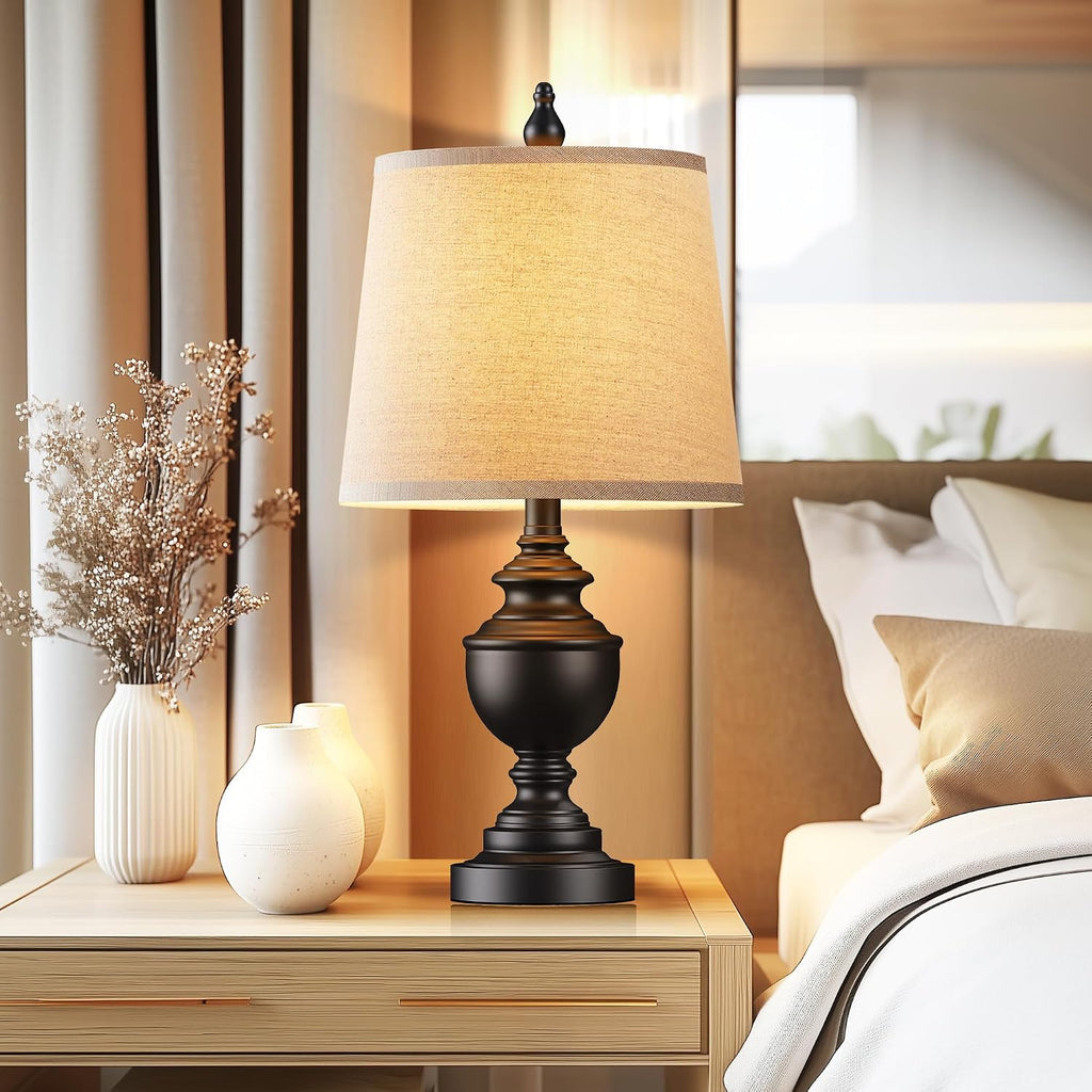 PARTPHONER Retro Table Lamps Set of 2, Bedside Lamp for Bedroom Rustic Farmhouse Table Lamps for Living Room, Vintage Nightstand Lamps…